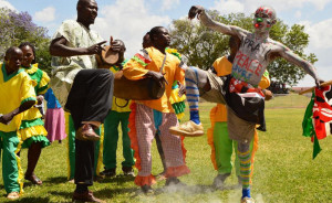 Matende Isukuti dancers entertain guests and the public during Jamhuri Day celebrations at Bukhungu stadium, December 2017. /CALISTUS LUCHETU