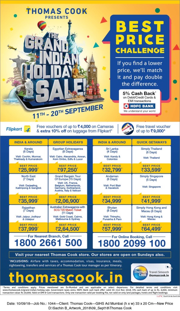 THOMAS COOK GRAND INDIAN HOLIDAY SALE